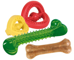 Косточки и резиновые игрушки для грызения
