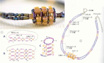 схема плетения ошейника с бусиной из бисера