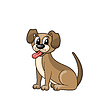 Мультяшная собака, сидящая в ошейнике, Смешной Пух | Векторный клипарт